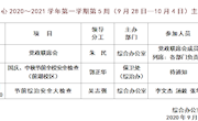 2020～2021学年第一学期第5周（9月28日—10月4日）主要活动安排
